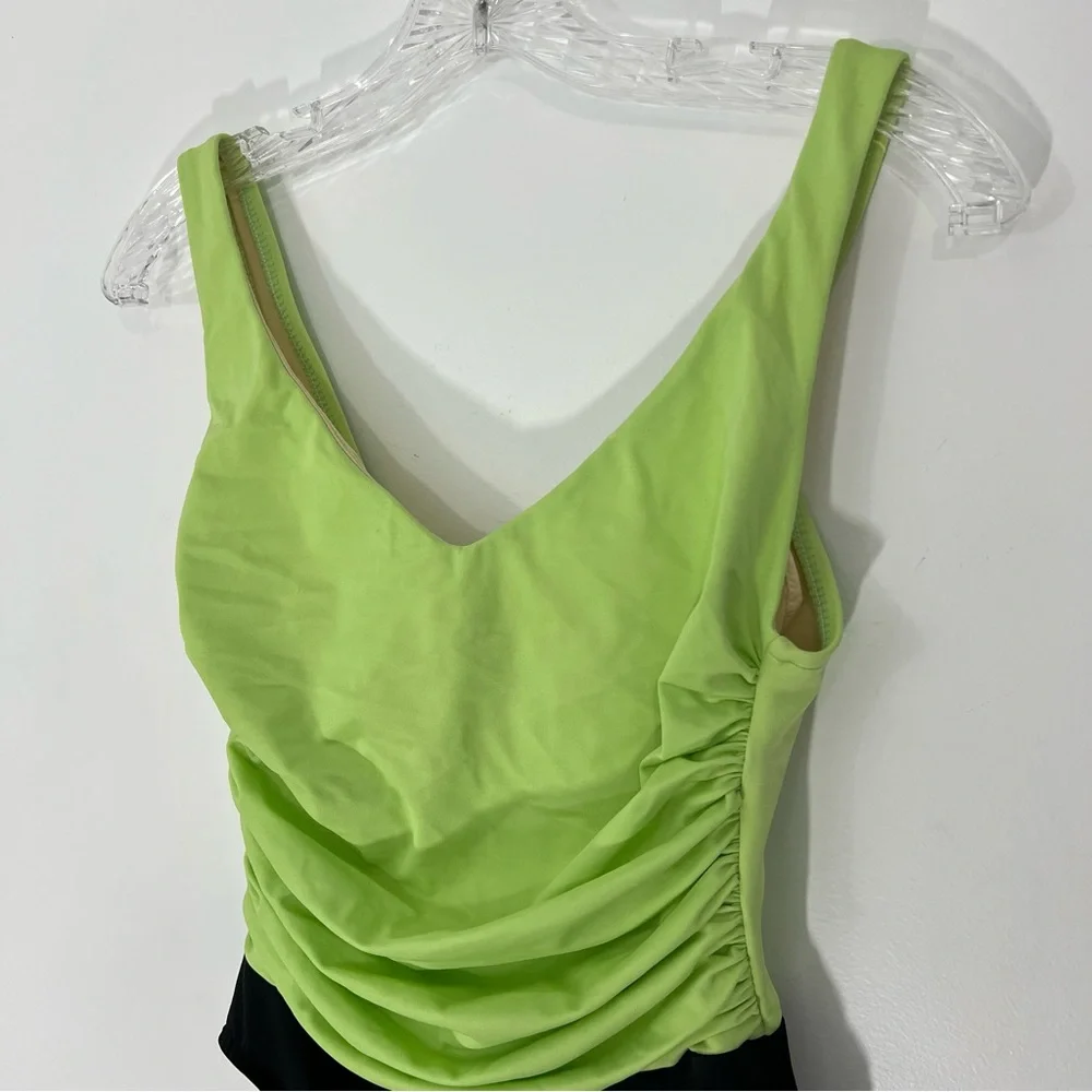 Miraclesuit Lime Green Black Colorblock Underwire One Piece Swimsuit